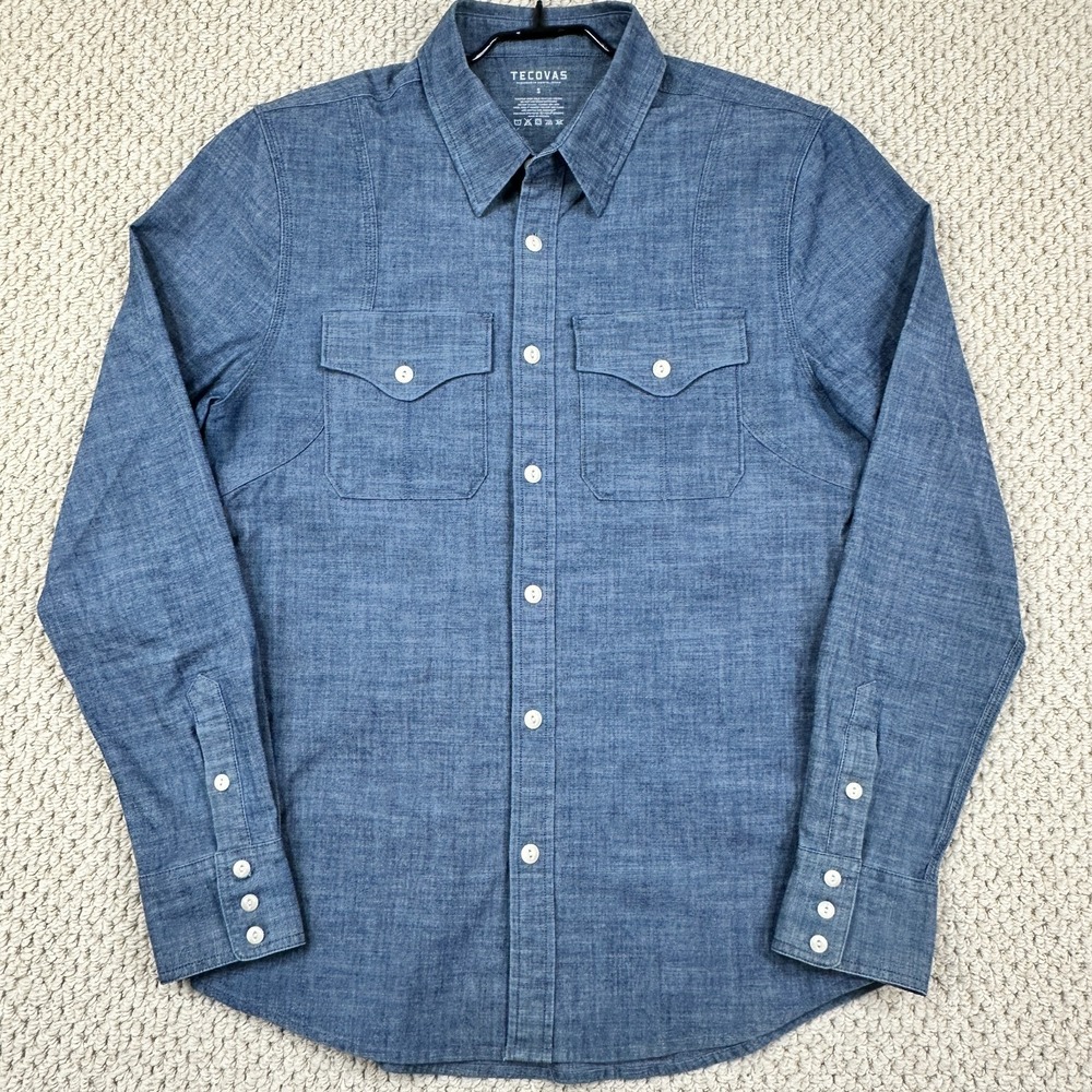 Tecovas Shirt Mens S Blue Chambray Long Sleeve Button Up Stretch Western Rodeo